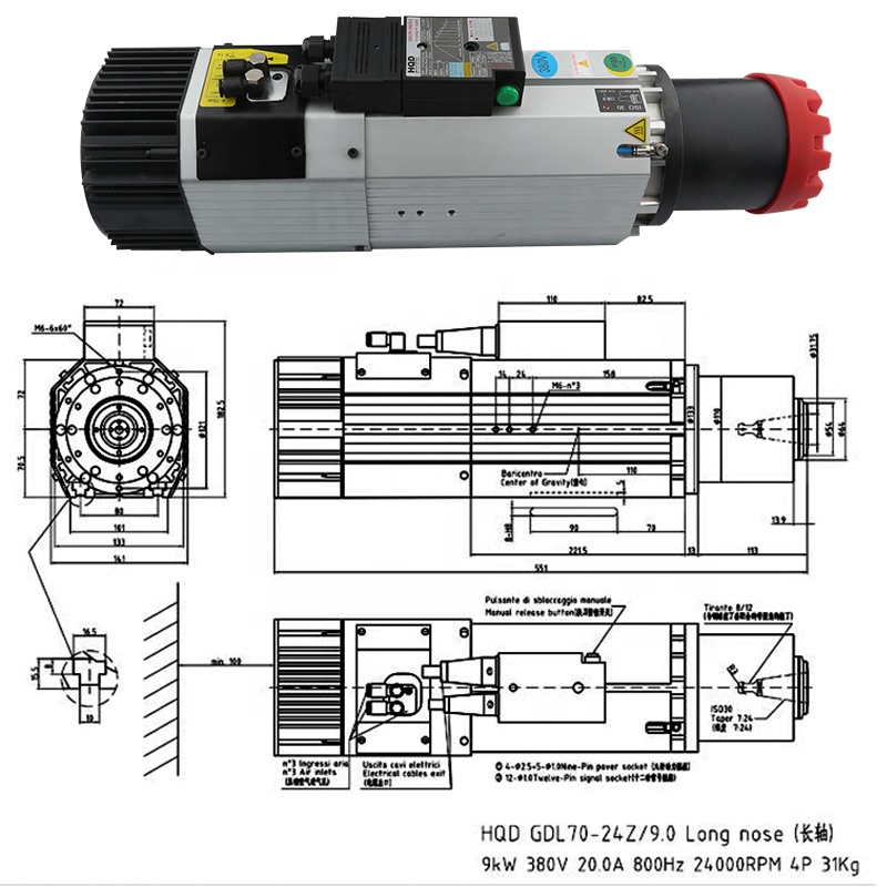 Spindle Motor - Leveranciers HQD 9kw 220 v 380