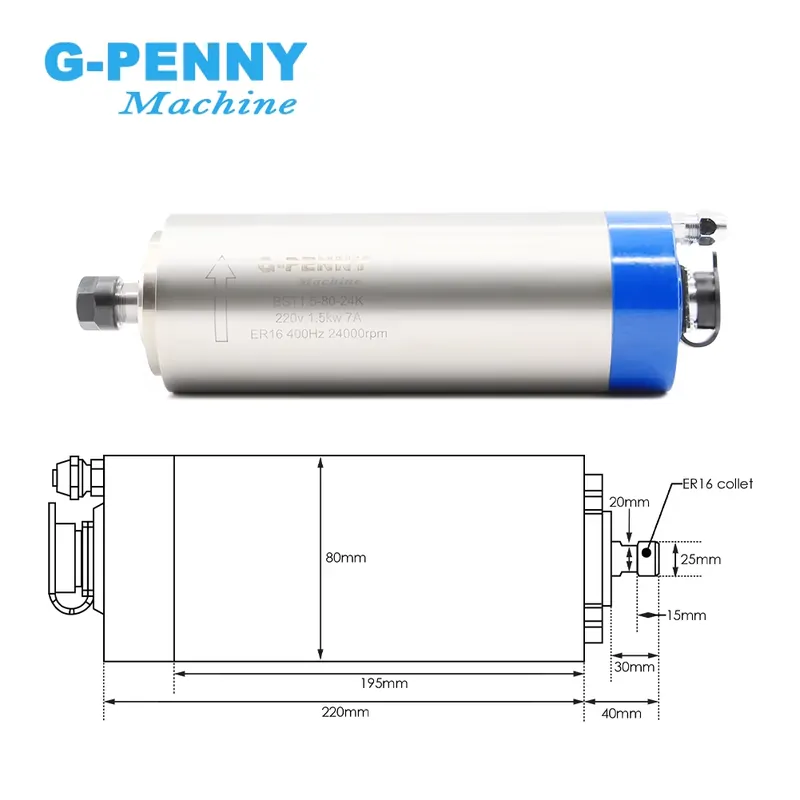 Gpenny 1.5kw ER16 D80mm waterg - Spindle Motor recensie en prijs